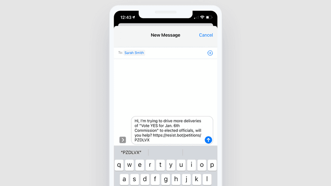 Screen shot of the share UI on iOS