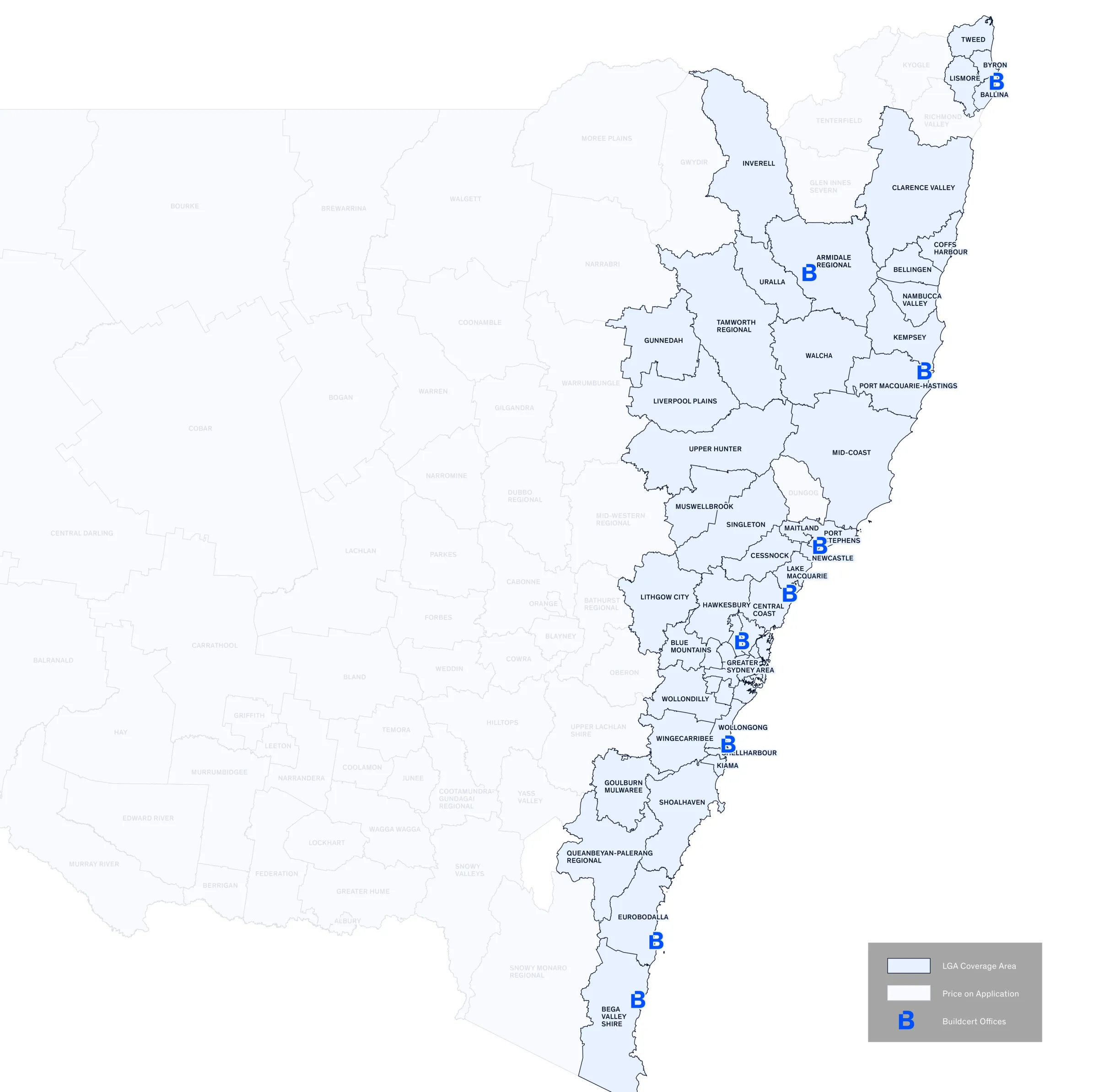 Buildcert NSW Service Areas by LGA - NSW Building Approvals