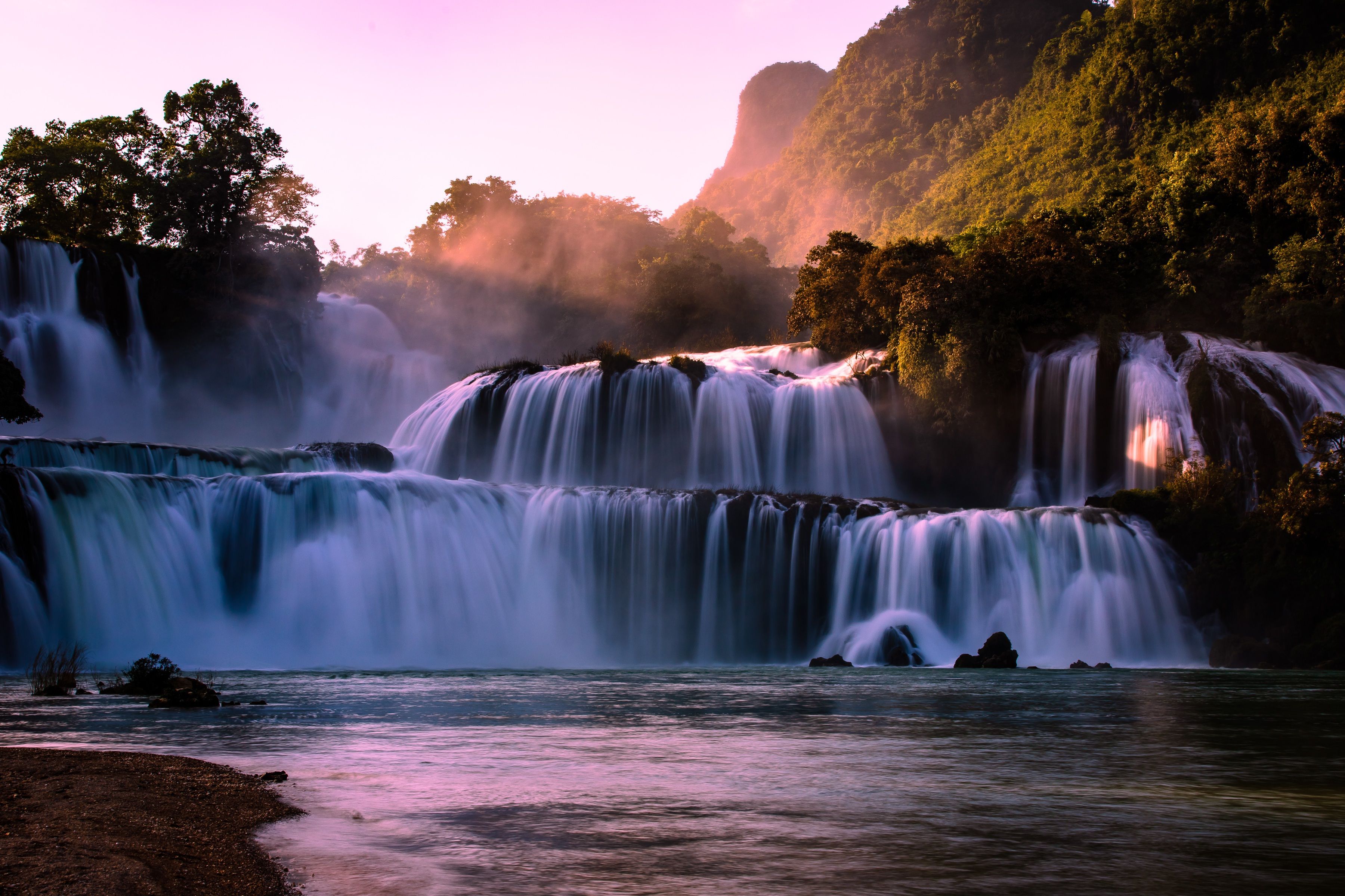 Waterfall representing hydrotherapy, recovery, and creative energy for musicians