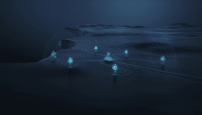 A digital representation of a subsea field