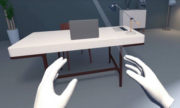 Two hands in a VR experience