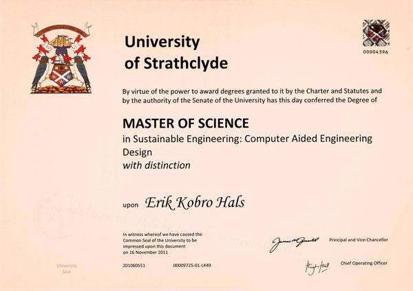 My masters certificate