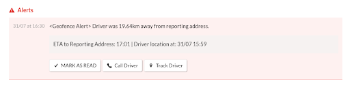 Geofencing alert