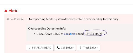 Overspeeding detection