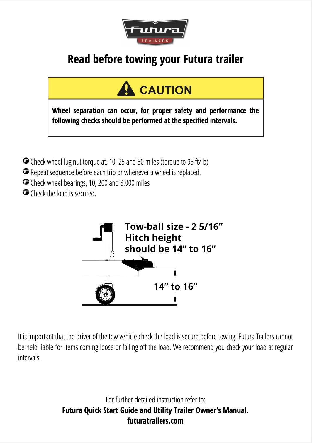 User Guide - Read Before Towing - US