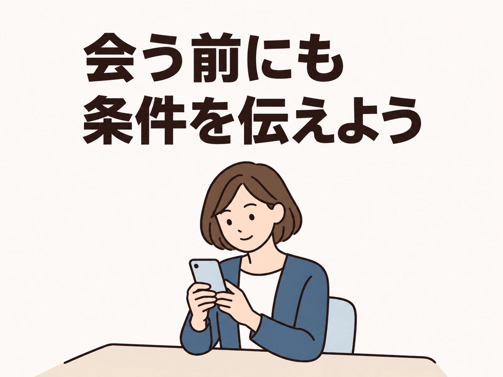 会う前に、コンドームを使う条件を伝えておけます。