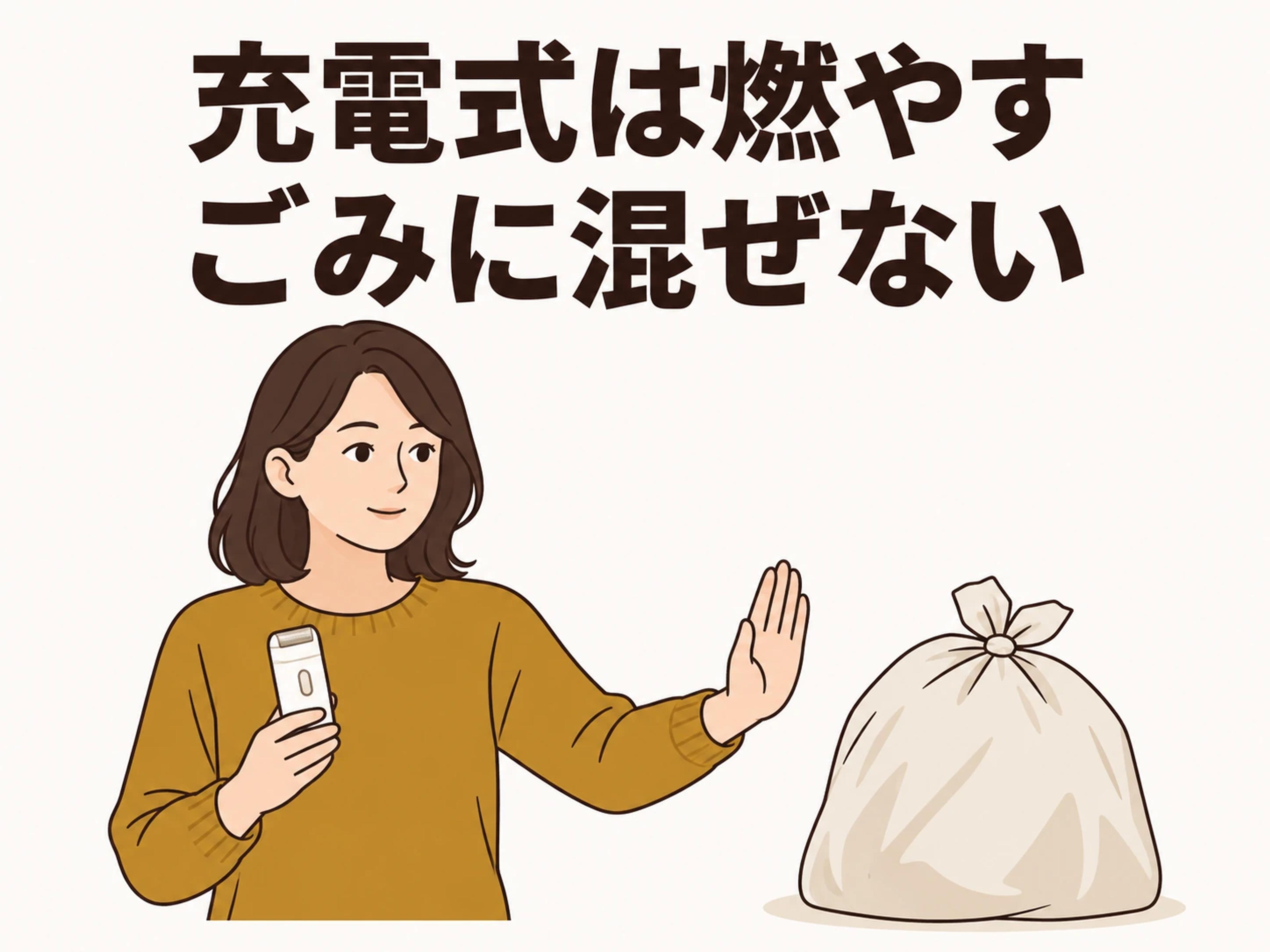 充電式は燃やすごみに混ぜず、自治体の決まった区分で出します。