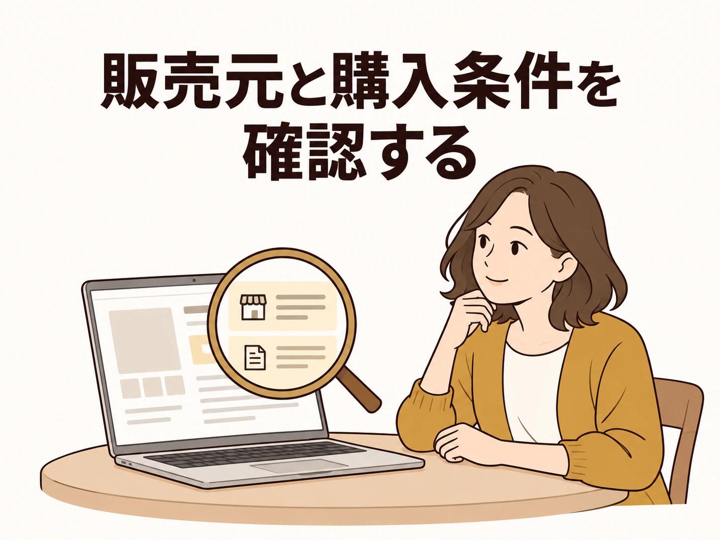 通販では、注文を確定する前に販売元と購入条件を確かめます。