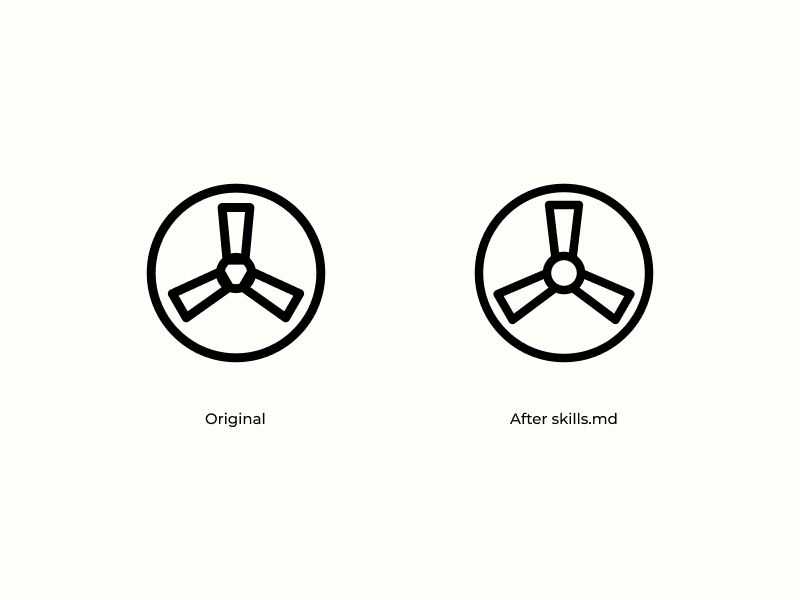 Showing an icon before and after the agent was taught a skill
