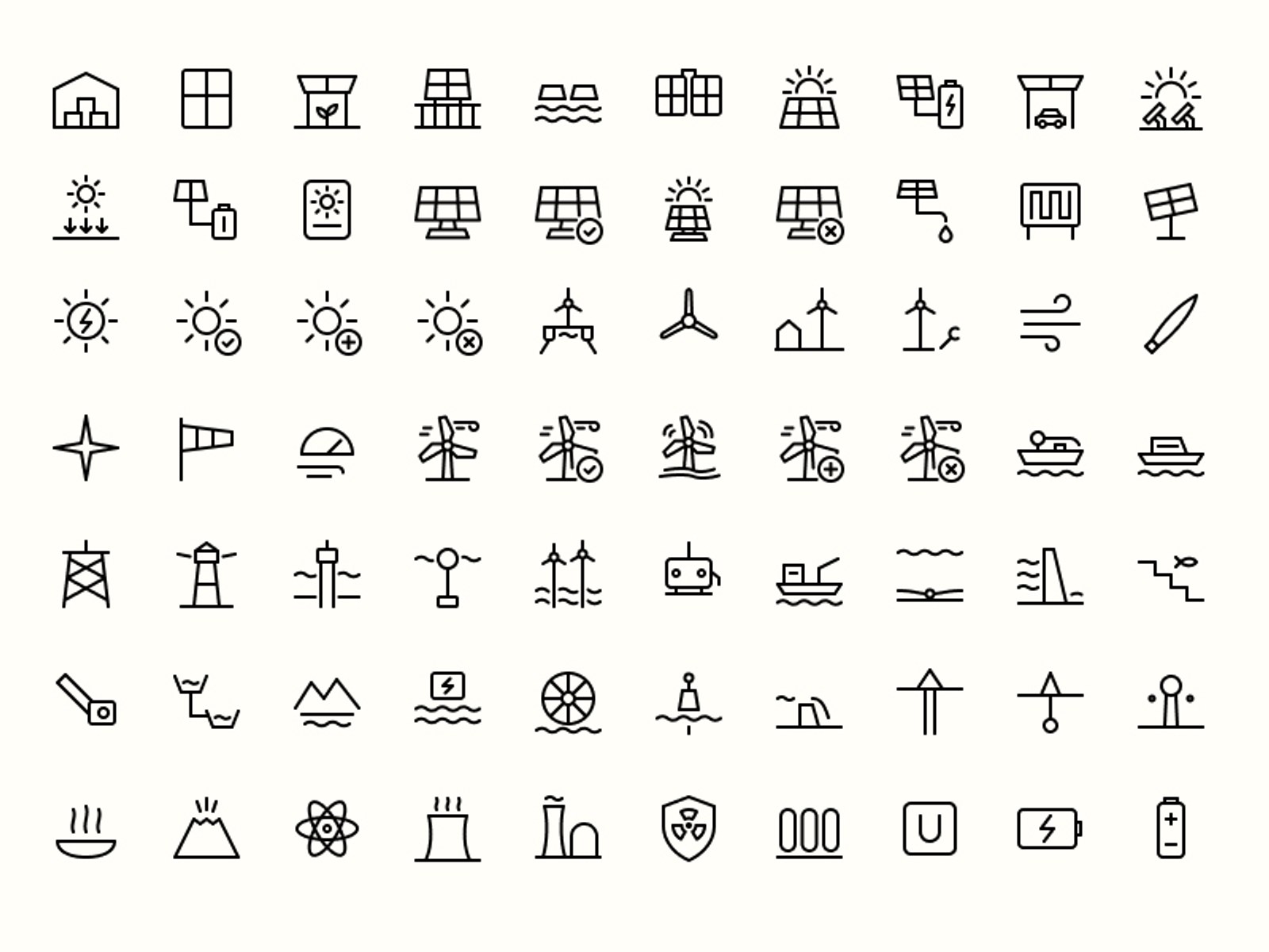 A sheet of icons