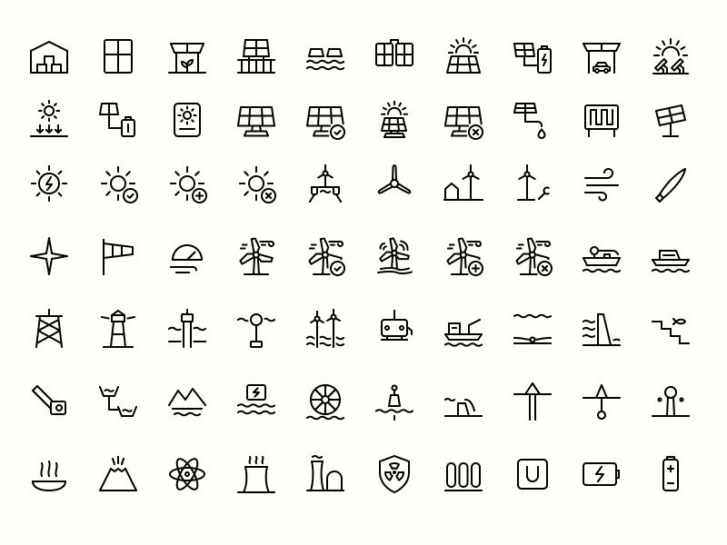 A grid of icons