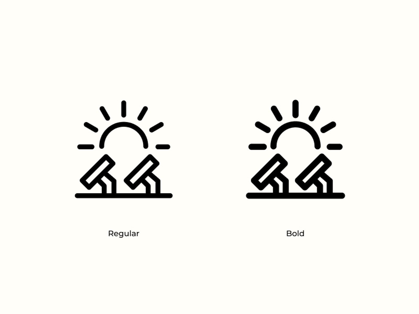 Showing a regular and a bold icon
