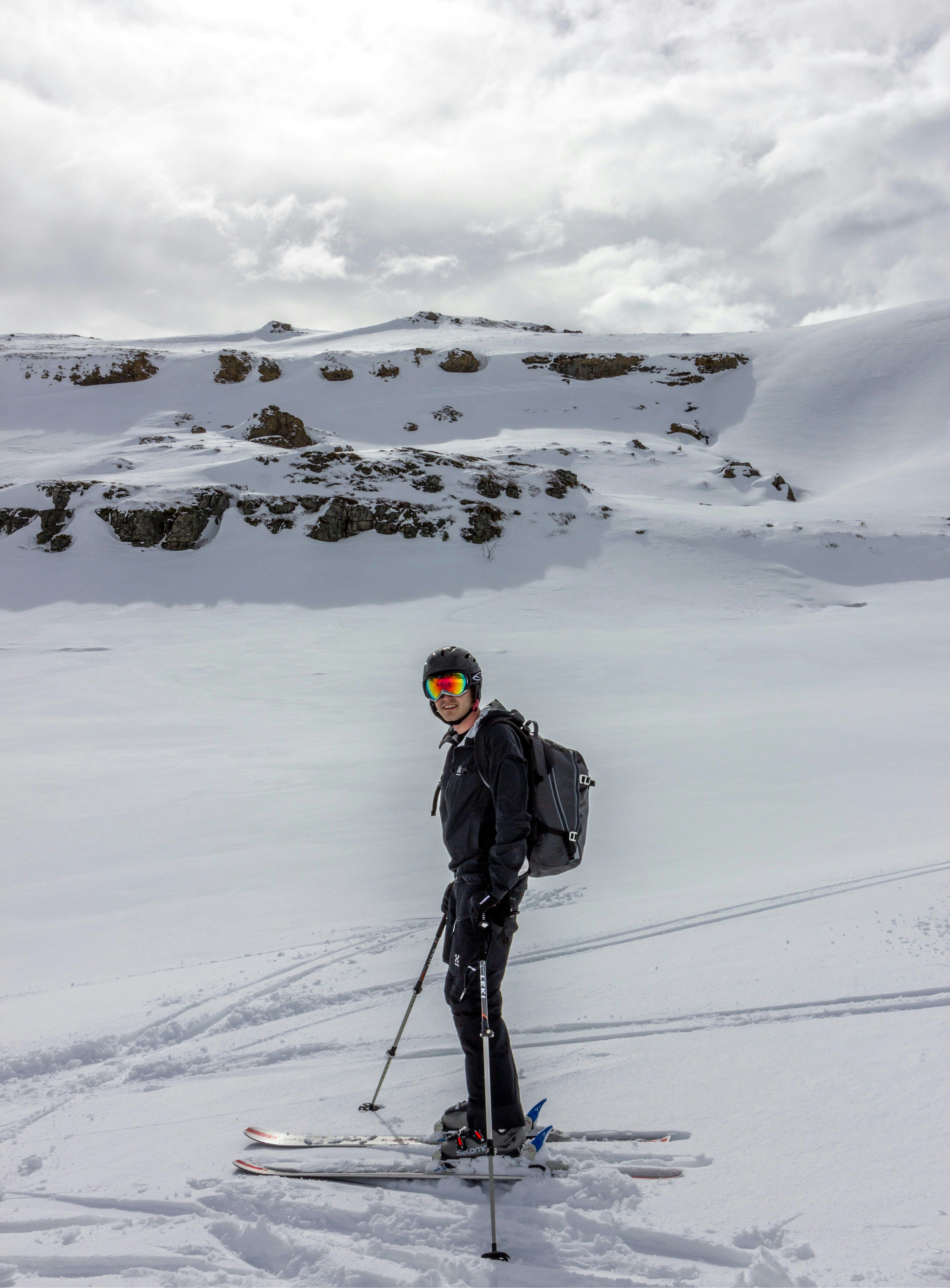 A man skiing on a slope
