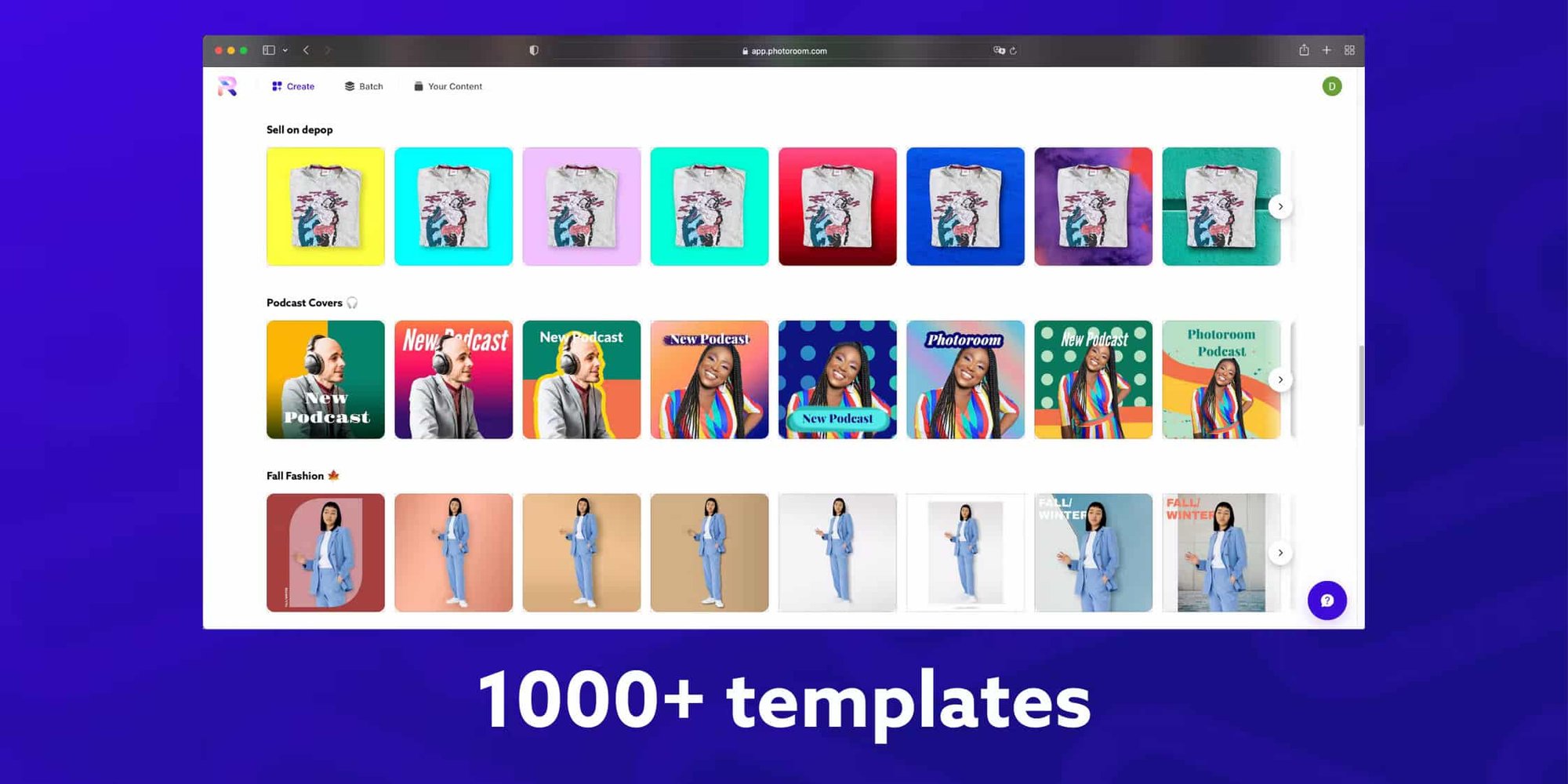 تطبيق Photoroom على الويب وقوالبه الجاهزة: صور منتجات وأغلفة بودكاست وإطلالات أزياء