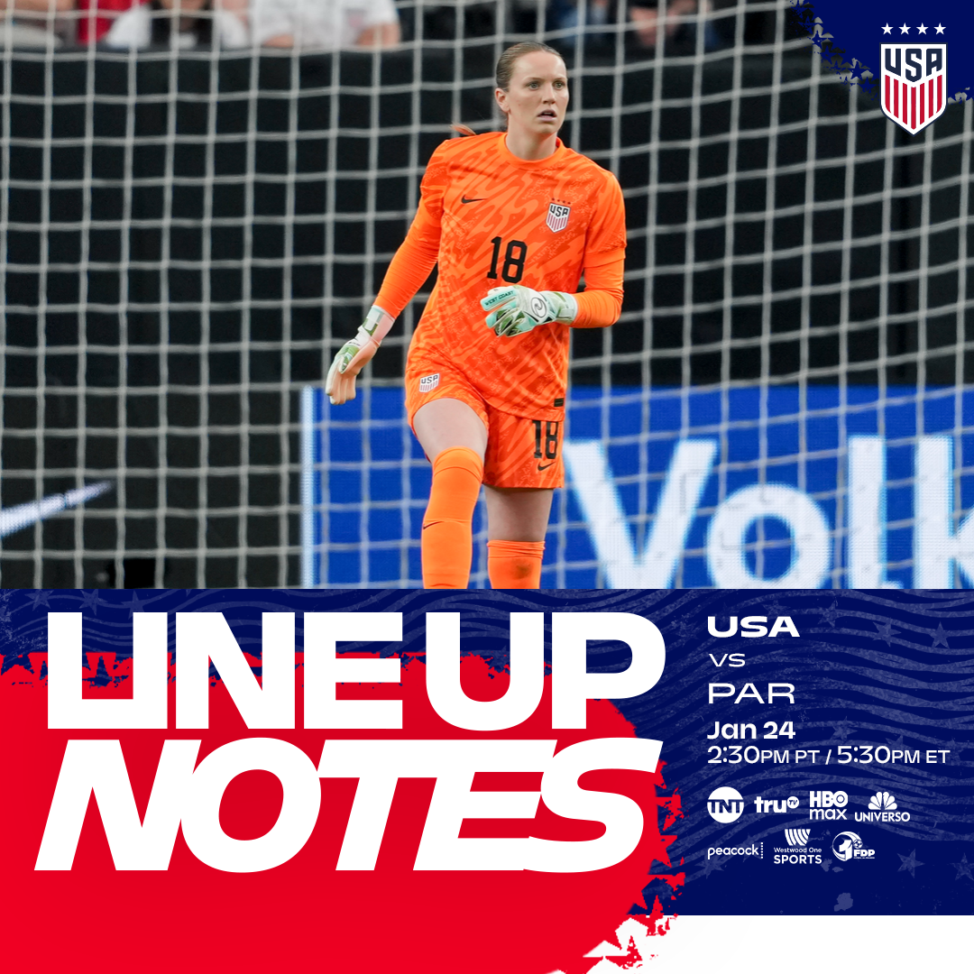 USWNT vs. Paraguay: Starting XI & Lineup Notes on Saturday, Jan. 24 in Carson, California