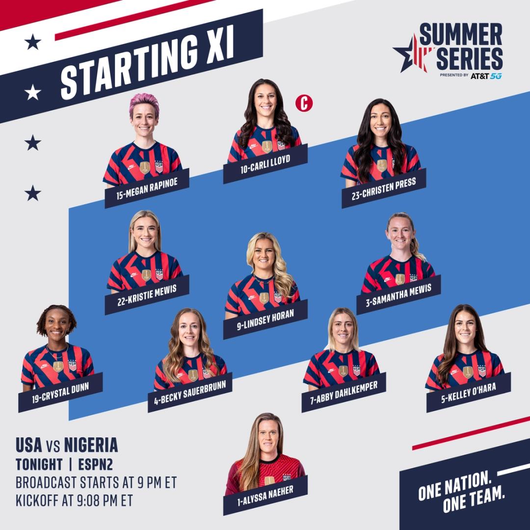 Summer Series uswnt vs Nigeria Lineup Schedule TV Channels