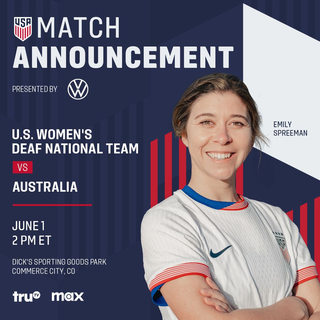 Match Announcement US Womens Deaf National Team vs Australia June 1 at 2 PM ET at Dicks Sporting Goods Park in Colorado