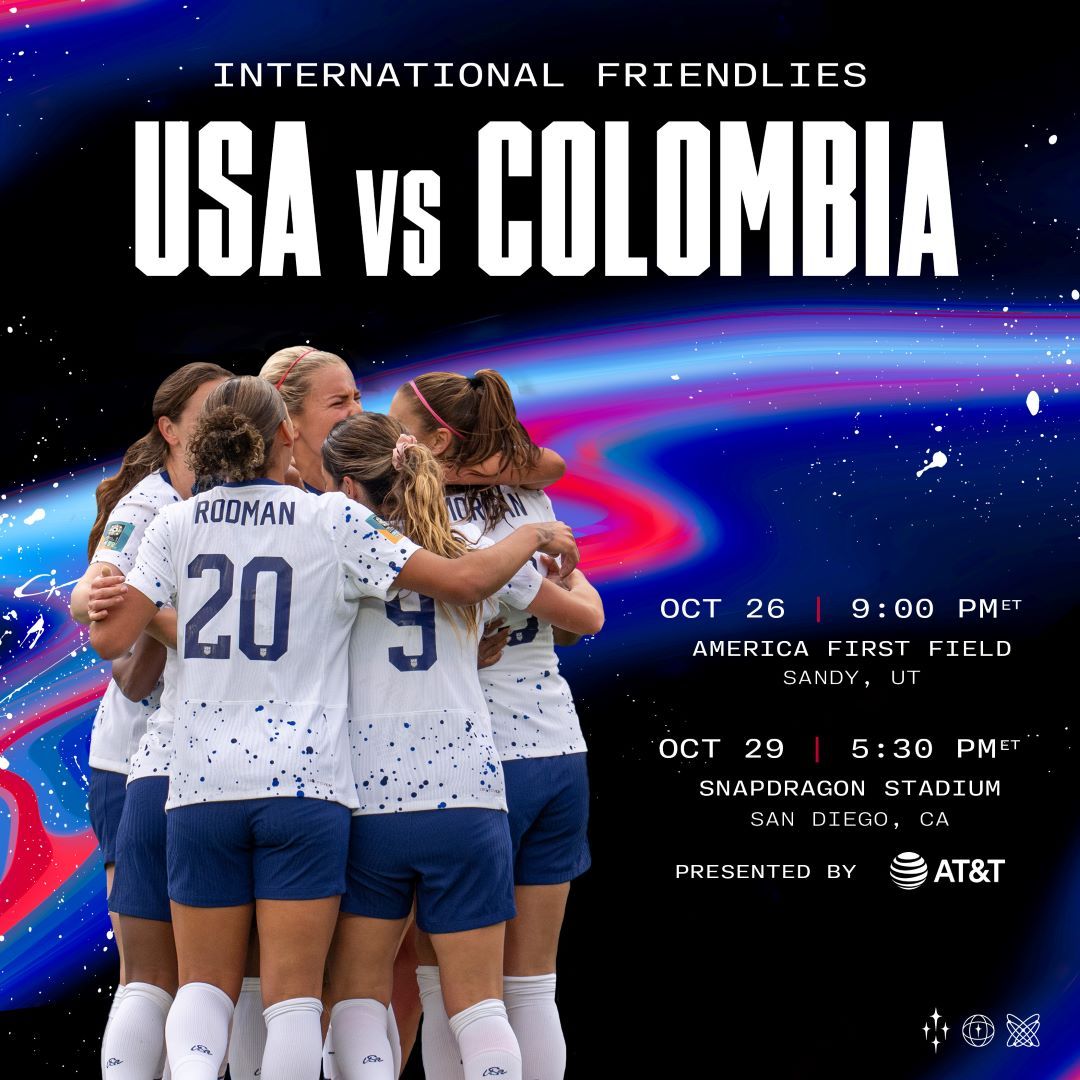 USWNT to Face Colombia in October Friendlies in San Diego and Sandy Utah