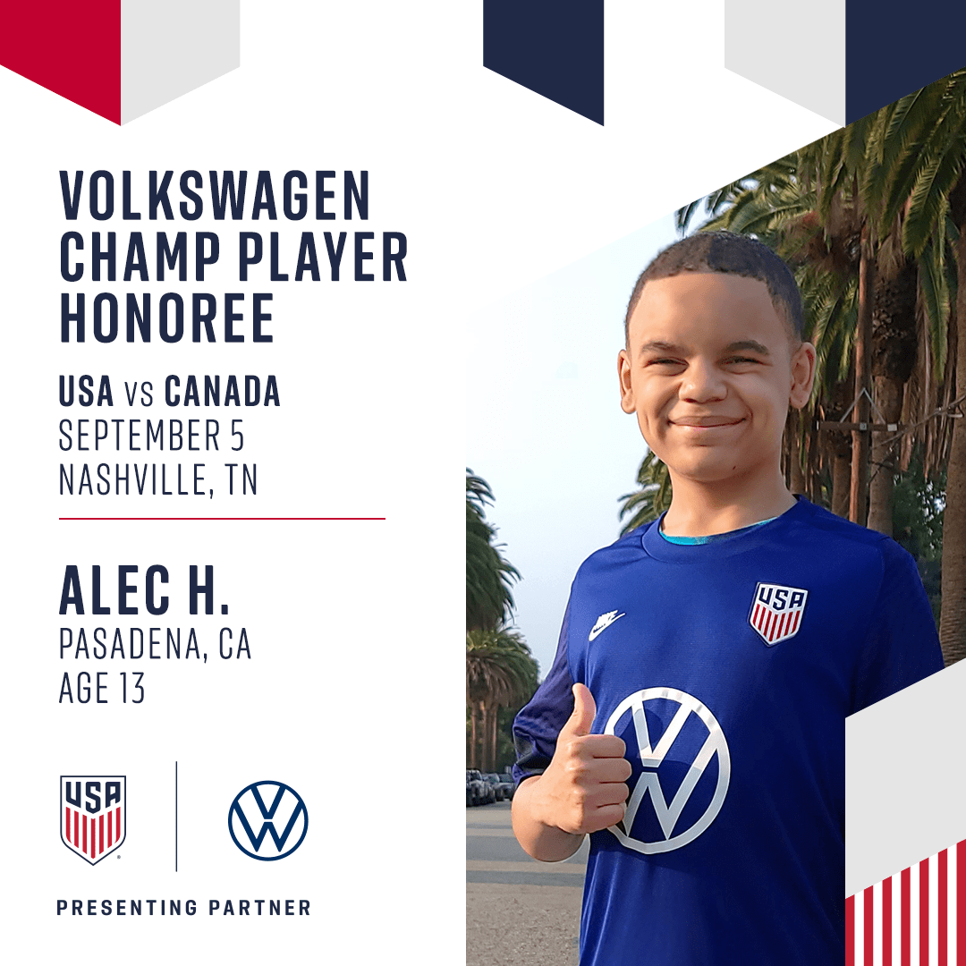 USMNT vs Canada VW CHAMP Player Honoree: Alec