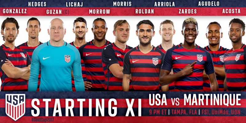U.S. MNT vs. Martinique Starting XI - 2017 CONCACAF Gold Cup