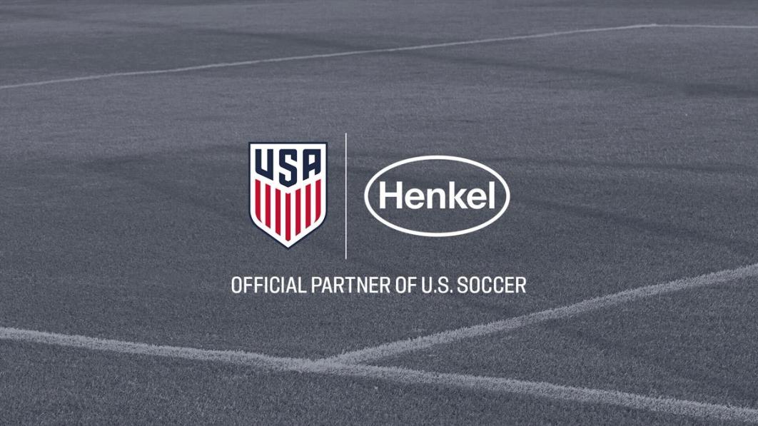 Graphic of US Soccer and Henkel logos saying Official Partner of U.S. Soccer