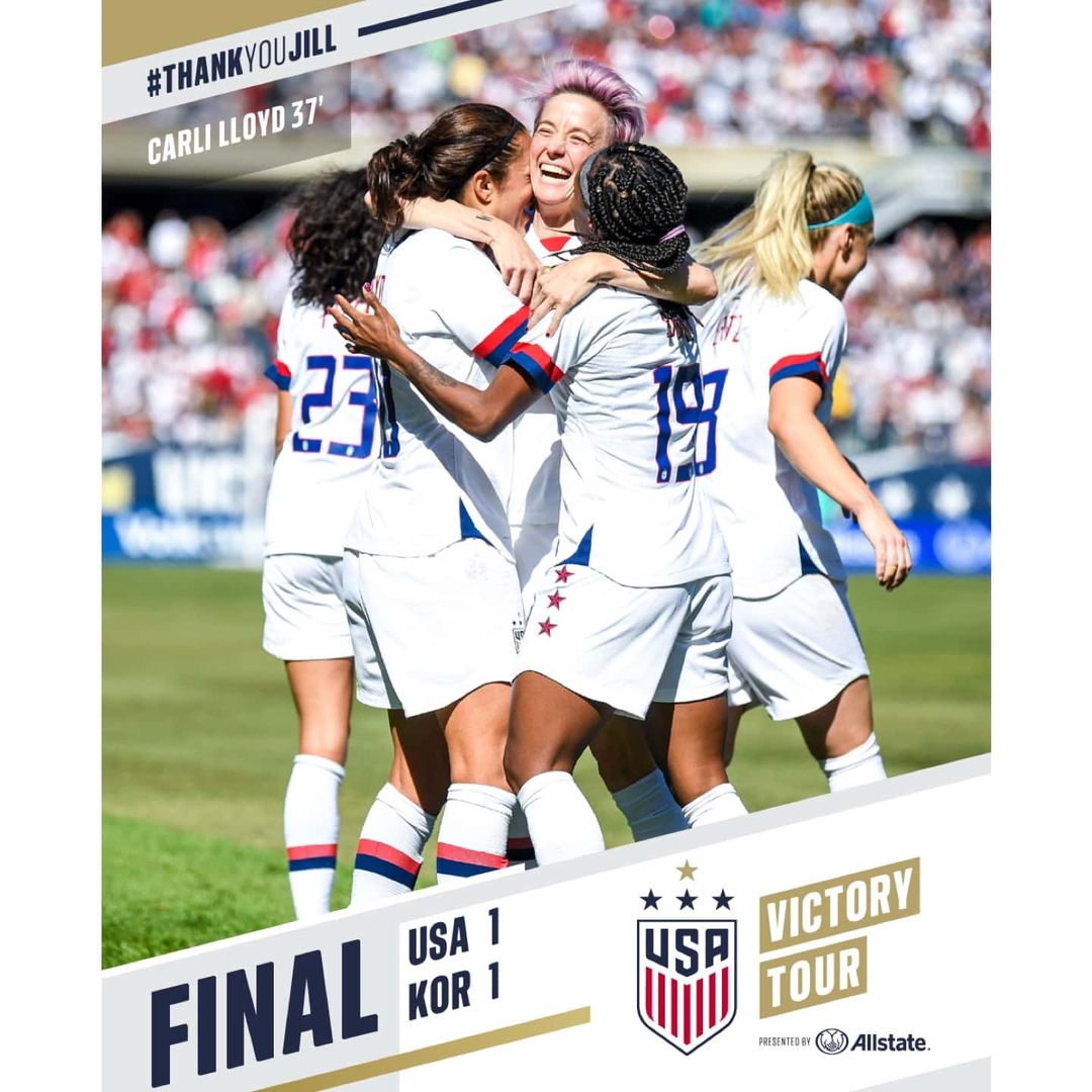 USWNT Draws Korea Republic 1-1 In Final Game For Head Coach Jill Ellis As 2019 Victory Tour Presented By Allstate Comes To An End