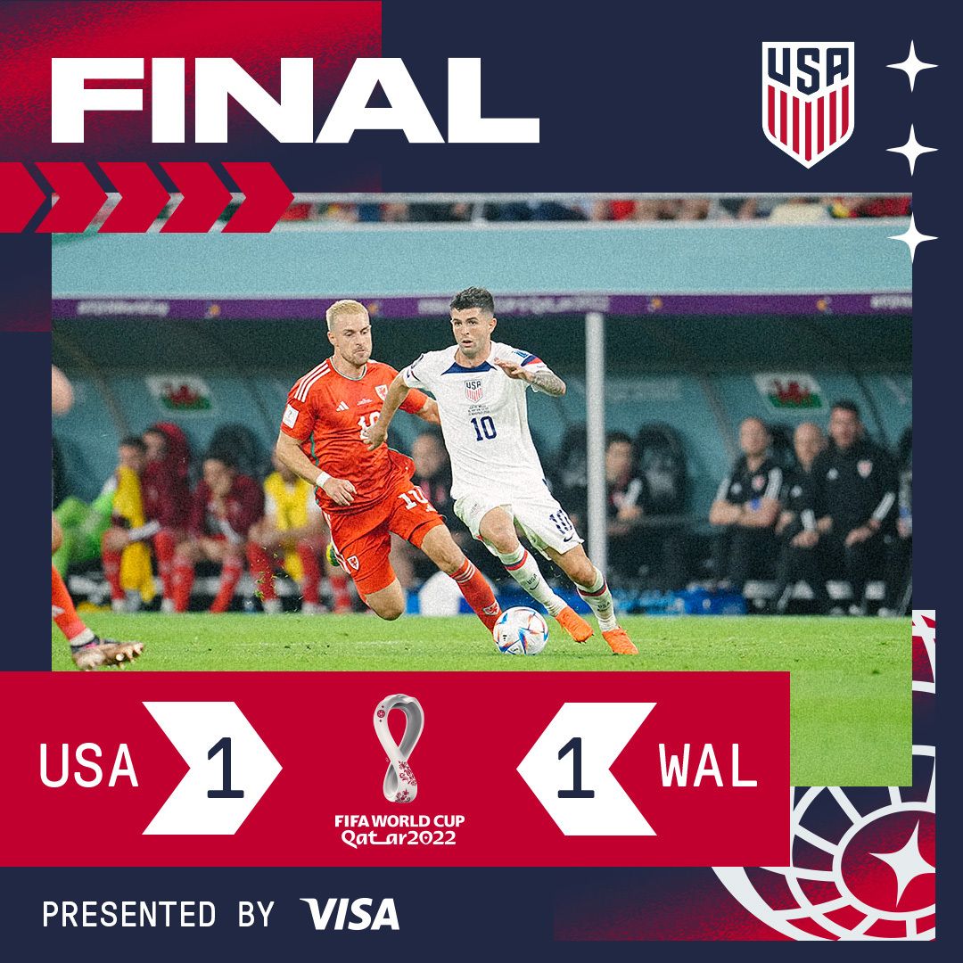 U.S. Men’s National Team Kicks Off The 2022 FIFA World Cup With 1-1 Draw Against Wales As Forward Tim Weah Scores First Half Goal