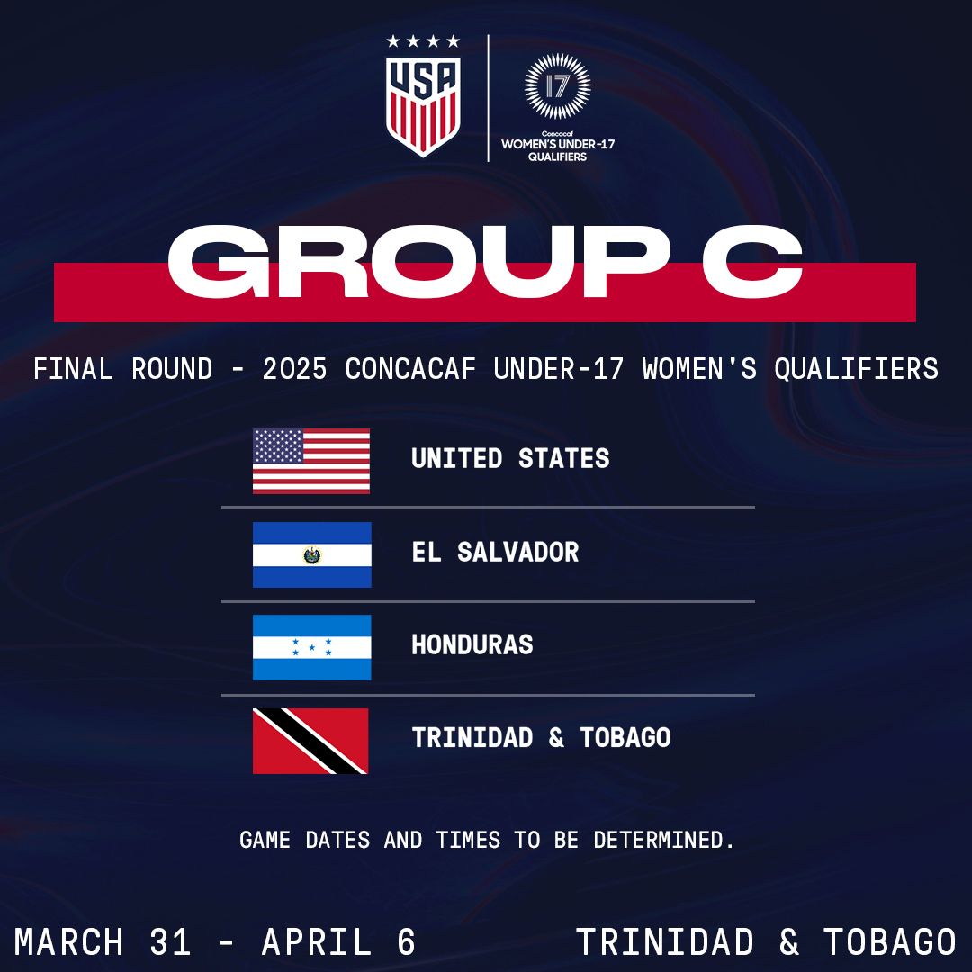 USA Draws Host Trinidad & Tobago, Honduras and El Salvador in Final Round of Concacaf Women’s Under-17 Qualifiers