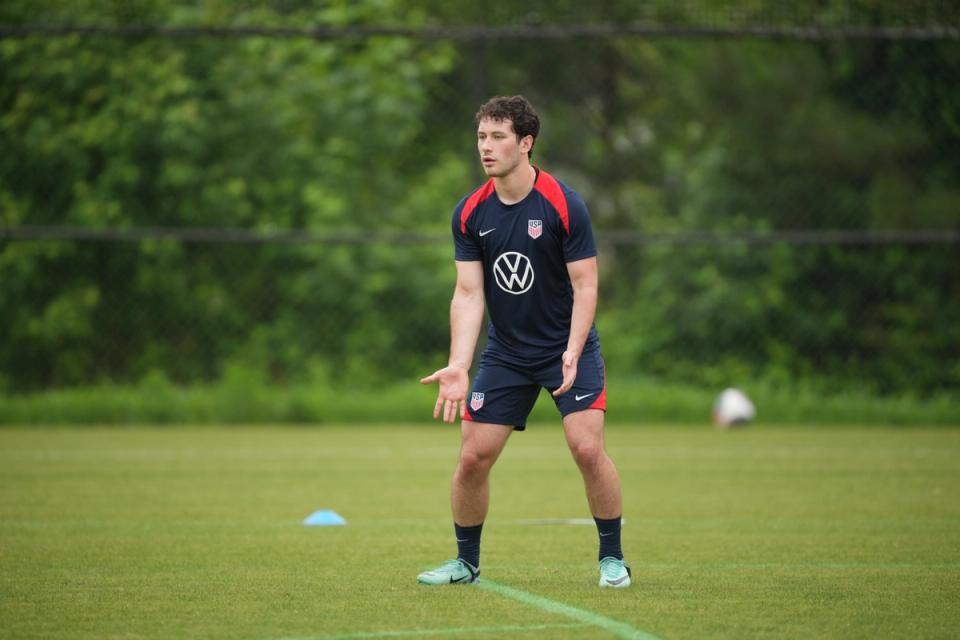 A member of the CP Men's National Team on the pitch during training