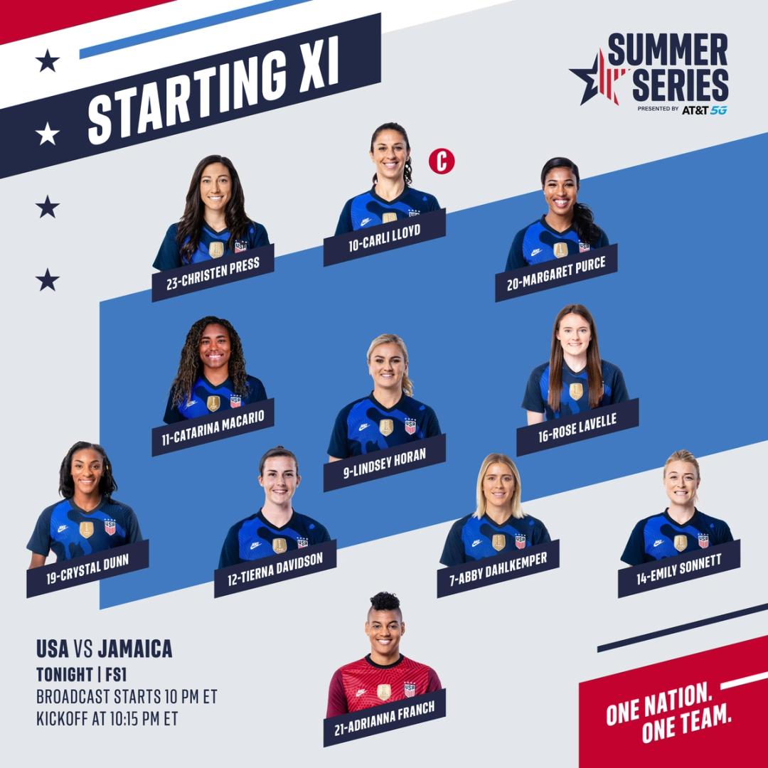 Summer Series uswnt vs Jamaica Lineup Schedule TV Channels