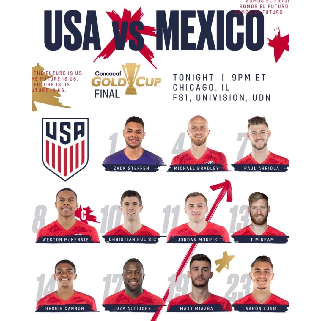 Gold Cup 2019 usmnt vs Mexico lineup schedule tv channels start time bracket