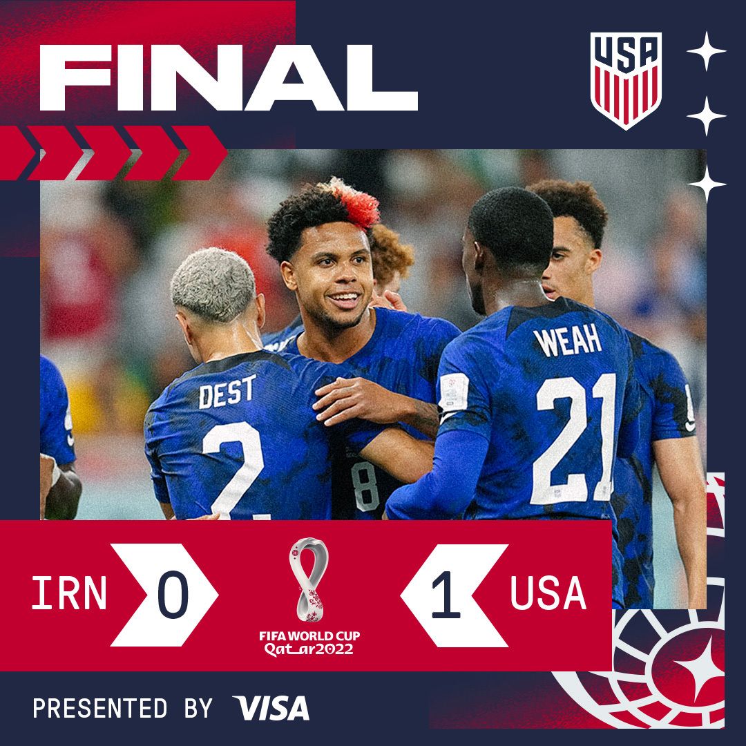 U.S. Men’s National Team Advances To Knockout Round Of 2022 FIFA World Cup With 1-0 Shutout Victory Over IR Iran On First Half Goal From Christian Pulisic