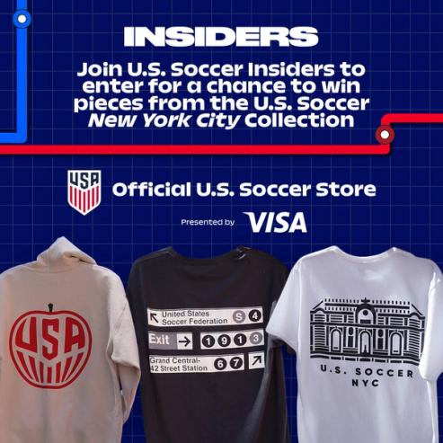 Promo graphic for the Official U.S. Soccer Store presented by Visa at Grand Central Terminal sweepstakes