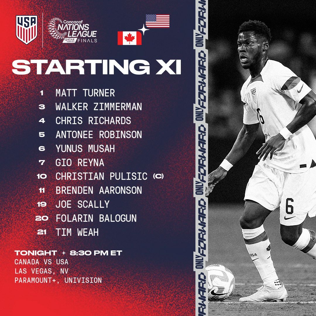 Concacaf Nations League USMNT vs Canada Starting XI Lineup Notes TV Channels Start Time