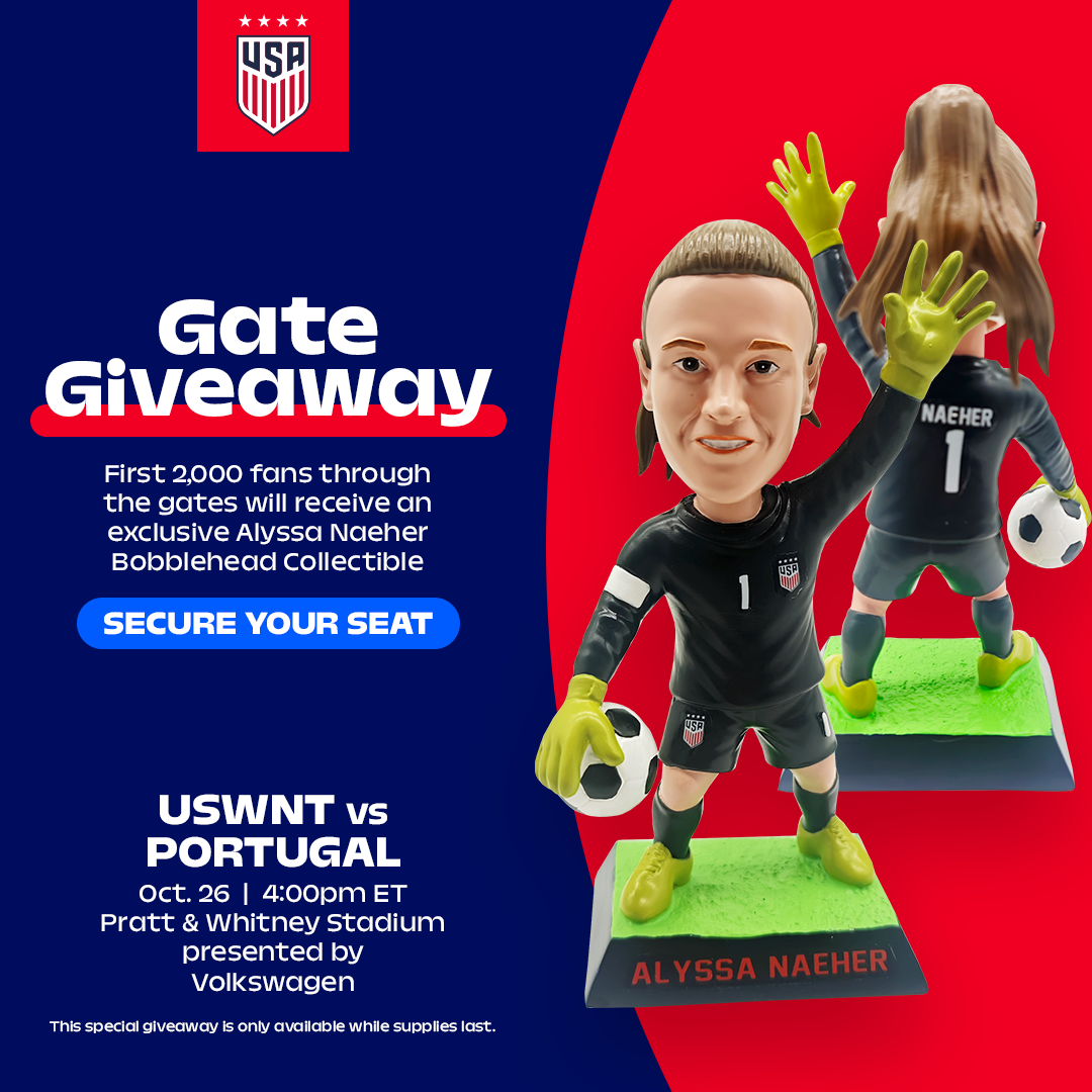 Gate Giveaway first 2000 fans through the gates will receive Alyssa Naeher bobblehead collectible