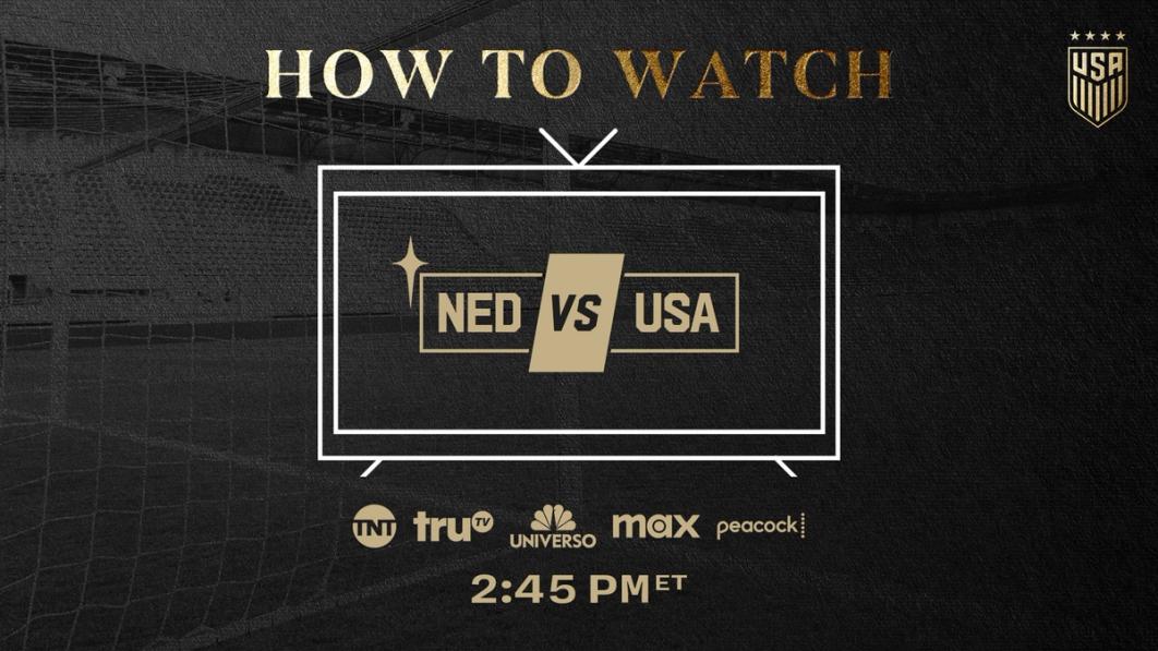 Graphic with text How to Watch NED vs USA TNT truTV Universo Max Peacock 245 PM ET