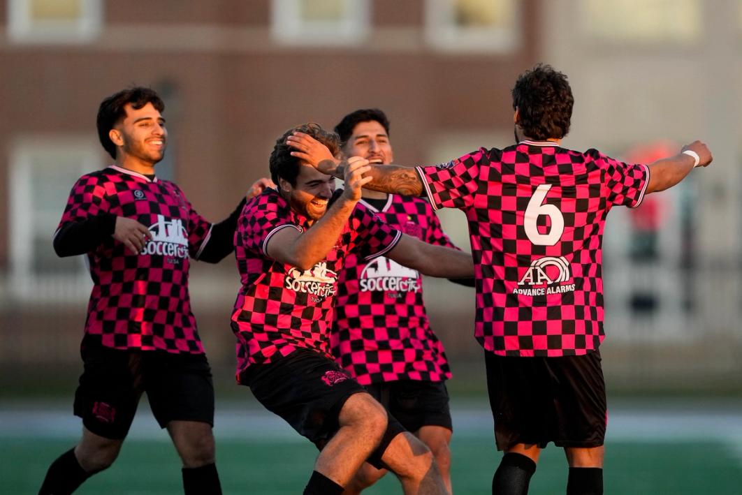 Participants in the qualifying rounds of the 2025 U.S. Open Cup celebrate on the field