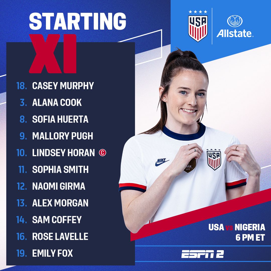 International Friendly USWNT vs Nigeria 9 6 22 Starting XI Lineup Notes TV Channels Start Time