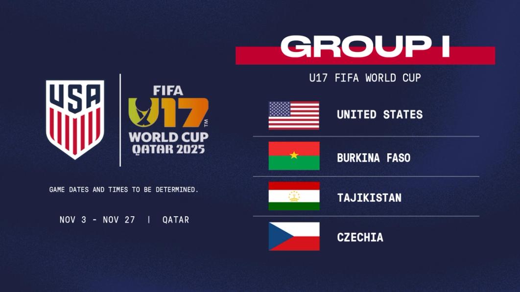 U17 FIFA World Cup Group I United States Burkina Faso Tajikistan Czechia Nov. 3 - Nov. 27
