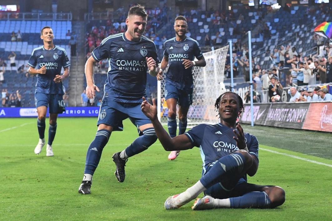 Dany Rosero celebrates SKC’s second in the Semifinal win over Indy Eleven