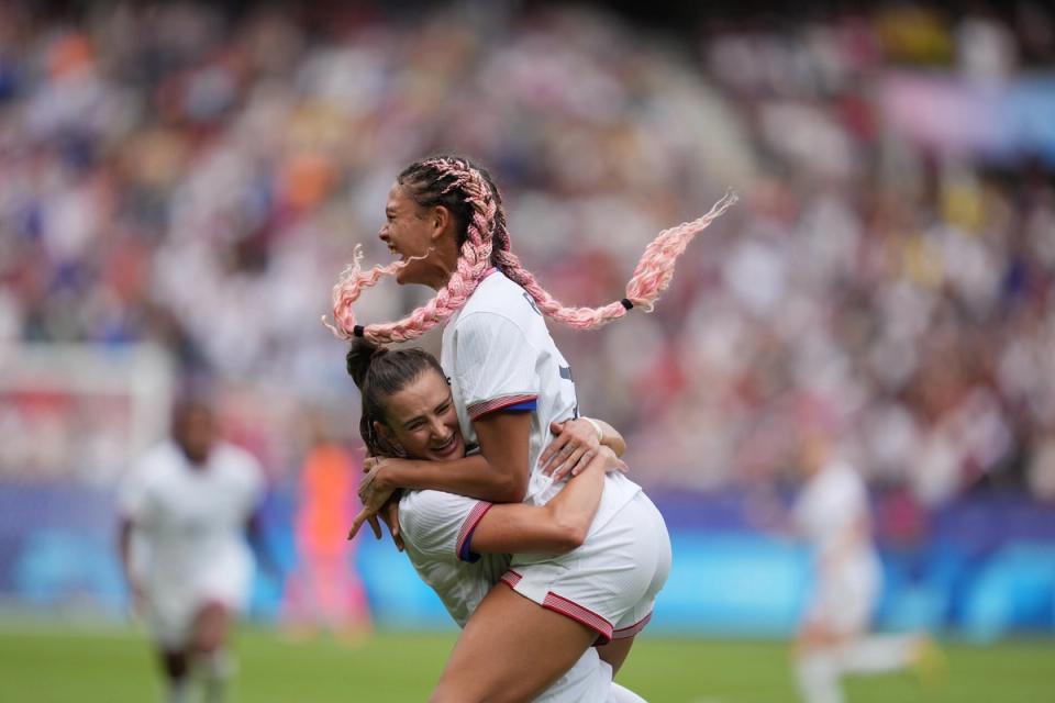 Trinity Rodman leaps into Emily Fox's arms in celebration of her goal against Japan in the Olympics​​​​‌﻿‍﻿​‍​‍‌‍﻿﻿‌﻿​‍‌‍‍‌‌‍‌﻿‌‍‍‌‌‍﻿‍​‍​‍​﻿‍‍​‍​‍‌﻿​﻿‌‍​‌‌‍﻿‍‌‍‍‌‌﻿‌​‌﻿‍‌​‍﻿‍‌‍‍‌‌‍﻿﻿​‍​‍​‍﻿​​‍​‍‌‍‍​‌﻿​‍‌‍‌‌‌‍‌‍​‍​‍​﻿‍‍​‍​‍‌‍‍​‌﻿‌​‌﻿‌​‌﻿​​‌﻿​﻿​﻿‍‍​‍﻿﻿​‍﻿﻿‌﻿‌‌‌﻿​﻿‌﻿​﻿‌‍‌‍​‍﻿‍‌﻿​﻿‌‍​‌‌‍﻿‍‌‍‍‌‌﻿‌​‌﻿‍‌​‍﻿‍‌﻿​﻿‌﻿‌​‌﻿‌‌‌‍‌​‌‍‍‌‌‍﻿﻿​‍﻿﻿‌‍‍‌‌‍﻿‍‌﻿‌​‌‍‌‌‌‍﻿‍‌﻿‌​​‍﻿﻿‌‍‌‌‌‍‌​‌‍‍‌‌﻿‌​​‍﻿﻿‌‍﻿‌‌‍﻿﻿‌‍‌​‌‍‌‌​﻿﻿‌‌﻿​​‌﻿​‍‌‍‌‌‌﻿​﻿‌‍‌‌‌‍﻿‍‌﻿‌​‌‍​‌‌﻿‌​‌‍‍‌‌‍﻿﻿‌‍﻿‍​﻿‍﻿‌‍‍‌‌‍‌​​﻿﻿‌‌‍‌‌‌‍‌‍​﻿‍‌​﻿‌​‌‍​﻿‌‍‌‍‌‍​﻿​﻿​﻿​‍﻿‌​﻿​​​﻿​​​﻿​​​﻿​‌​‍﻿‌​﻿‌​‌‍‌‍​﻿‌​​﻿‌​​‍﻿‌​﻿‍​‌‍‌‌​﻿‌​​﻿​﻿​‍﻿‌​﻿‌‍‌‍‌‍​﻿‌‍‌‍​﻿​﻿‍​​﻿‍​​﻿​​​﻿‌‌​﻿​​‌‍‌​​﻿‌﻿‌‍‌‌​﻿‍﻿‌﻿‌​‌﻿‍‌‌﻿​​‌‍‌‌​﻿﻿‌‌﻿​﻿‌﻿‌​‌‍﻿﻿‌﻿​‍‌﻿‍‌​﻿‍﻿‌﻿​​‌‍​‌‌﻿‌​‌‍‍​​﻿﻿‌‌‍​﻿‌‍﻿﻿‌‍﻿‍‌﻿‌​‌‍‌‌‌‍﻿‍‌﻿‌​​‍‌‌​﻿‌‌‌​​‍‌‌﻿﻿‌‍‍﻿‌‍‌‌‌﻿‍‌​‍‌‌​﻿​﻿‌​‌​​‍‌‌​﻿​﻿‌​‌​​‍‌‌​﻿​‍​﻿​‍​﻿​​‌‍​‍​﻿​‌​﻿‌‍​﻿‌﻿​﻿​﻿‌‍​﻿​﻿‌‌​﻿‍​​﻿​﻿‌‍‌​​﻿​﻿​‍‌‌​﻿​‍​﻿​‍​‍‌‌​﻿‌‌‌​‌​​‍﻿‍‌‍‍‌‌‍﻿‌‌‍​‌‌‍‌﻿‌‍‌‌‌​﻿‌‌‍﻿﻿‌‍​‍‌‍‍‌‌‍﻿​‌‍‌‌​‍﻿‍‌‍​‌‌‍﻿​‌﻿‌​​﻿﻿﻿‌‍​‍‌‍​‌‌﻿​﻿‌‍‌‌‌‌‌‌‌﻿​‍‌‍﻿​​﻿﻿‌‌‍‍​‌﻿‌​‌﻿‌​‌﻿​​‌﻿​﻿​‍‌‌​﻿​﻿‌​​‌​‍‌‌​﻿​‍‌​‌‍​‍‌‌​﻿​‍‌​‌‍‌﻿‌‌‌﻿​﻿‌﻿​﻿‌‍‌‍​‍﻿‍‌﻿​﻿‌‍​‌‌‍﻿‍‌‍‍‌‌﻿‌​‌﻿‍‌​‍﻿‍‌﻿​﻿‌﻿‌​‌﻿‌‌‌‍‌​‌‍‍‌‌‍﻿﻿​‍‌‍‌‍‍‌‌‍‌​​﻿﻿‌‌‍‌‌‌‍‌‍​﻿‍‌​﻿‌​‌‍​﻿‌‍‌‍‌‍​﻿​﻿​﻿​‍﻿‌​﻿​​​﻿​​​﻿​​​﻿​‌​‍﻿‌​﻿‌​‌‍‌‍​﻿‌​​﻿‌​​‍﻿‌​﻿‍​‌‍‌‌​﻿‌​​﻿​﻿​‍﻿‌​﻿‌‍‌‍‌‍​﻿‌‍‌‍​﻿​﻿‍​​﻿‍​​﻿​​​﻿‌‌​﻿​​‌‍‌​​﻿‌﻿‌‍‌‌​‍‌‍‌﻿‌​‌﻿‍‌‌﻿​​‌‍‌‌​﻿﻿‌‌﻿​﻿‌﻿‌​‌‍﻿﻿‌﻿​‍‌﻿‍‌​‍‌‍‌﻿​​‌‍​‌‌﻿‌​‌‍‍​​﻿﻿‌‌‍​﻿‌‍﻿﻿‌‍﻿‍‌﻿‌​‌‍‌‌‌‍﻿‍‌﻿‌​​‍‌‌​﻿‌‌‌​​‍‌‌﻿﻿‌‍‍﻿‌‍‌‌‌﻿‍‌​‍‌‌​﻿​﻿‌​‌​​‍‌‌​﻿​﻿‌​‌​​‍‌‌​﻿​‍​﻿​‍​﻿​​‌‍​‍​﻿​‌​﻿‌‍​﻿‌﻿​﻿​﻿‌‍​﻿​﻿‌‌​﻿‍​​﻿​﻿‌‍‌​​﻿​﻿​‍‌‌​﻿​‍​﻿​‍​‍‌‌​﻿‌‌‌​‌​​‍﻿‍‌‍‍‌‌‍﻿‌‌‍​‌‌‍‌﻿‌‍‌‌‌​﻿‌‌‍﻿﻿‌‍​‍‌‍‍‌‌‍﻿​‌‍‌‌​‍﻿‍‌‍​‌‌‍﻿​‌﻿‌​​‍​‍‌﻿﻿‌