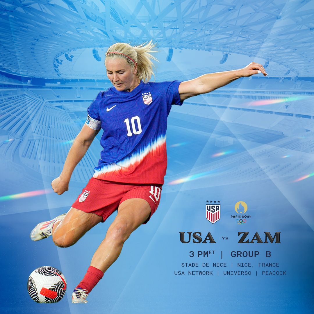 USWNT to Open 2024 Summer Olympics against Zambia 