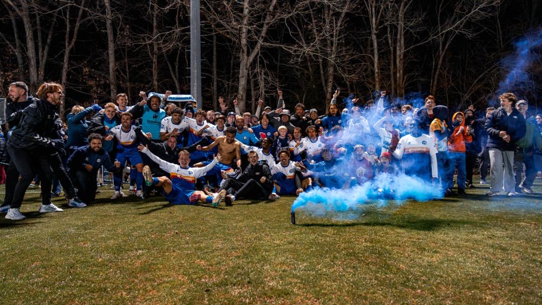 Asheville City SC players, fans celebrating after defeating Greenville Triumph SC in the First Round of the 2026 U.S. Open Cup | Image Credit: Asheville City SC