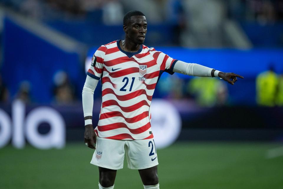 Tim Weah in action during the FIFA World Cup 2026 Group D match between USA and Paraguay (Photo by Sebastian Frej/Getty Images)