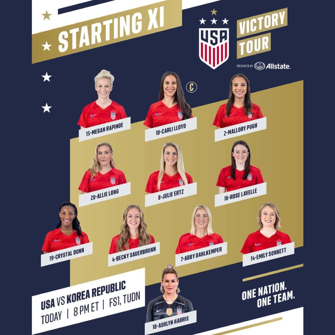 USWNT vs Korea Republic Lineup Schedule and TV Channels