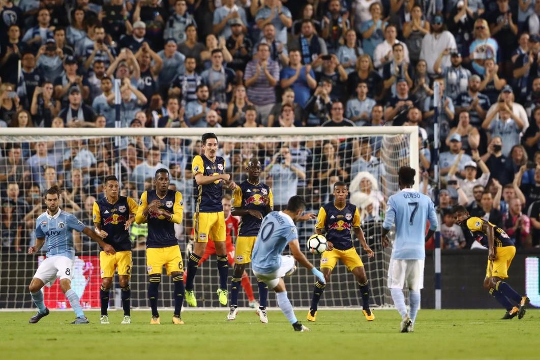 Feilhaber takes a shot for Sporting KC against New York Red Bulls