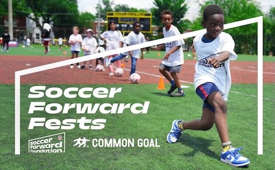 Soccer Forward Fests. Players taking part in a soccer activity.