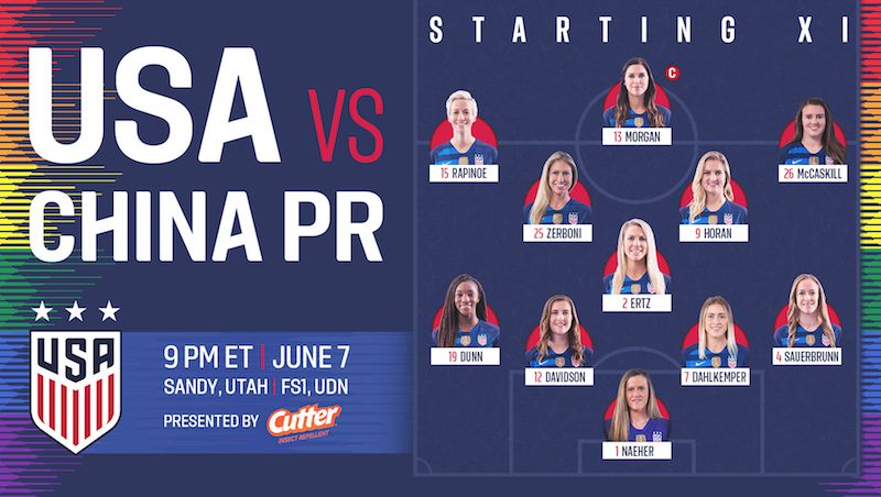 U.S. WNT vs. China - Starting XI