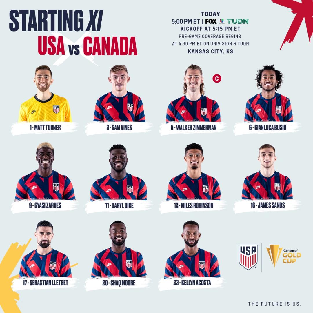 2021 Concacaf Gold Cup USA vs Canada Starting XI Lineup Notes TV Channels Start Time