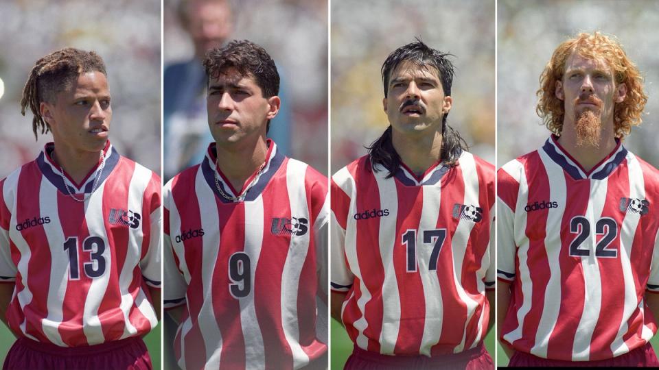 Cobi Jones, Tab Ramos, Marcelo Balboa, Alexi Lalas (Photo by J.Brett Whitesell/ISI Photos/ISI Photos via Getty Images)